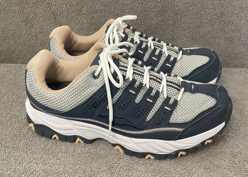 Avia Elevate Women's Memory Foam Walking Sneakers Blue Gray White Pink Size 10